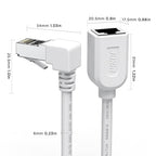 Right Angle Ethernet Extension Cable UPangle 1.5ft-White, 90 Degree CAT6 Ethernet Patch Cable RJ45 LAN Cable Extender Male to Female Connector for Router Modem Smart TV PC Computer Laptop