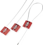 50 Red High Security Cable Seals with Barcode, Pull Tight Numbered Steel Security Seals, Anti-Tamper Shipping Self-Locking Tags for Logistics, ISO 17712 Certified