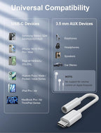 USB-C to 3.5mm Audio Headphone Adapter - HiFi 2 Pack Compatible with Apple iPhone 16 15 Samsung Galaxy S25 S24 S23 S22 S21 Plus Pro Max Ultra Pixel iPad - Type C to Aux Cord Jack Dongle Adapter