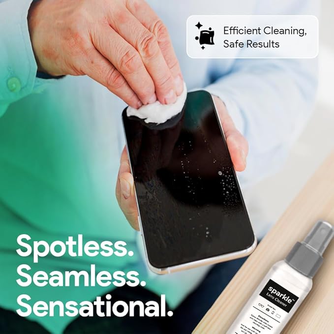 Sparkle Anti-Reflective Lens Cleaner Spray kit | (2) 1oz Glasses Cleaner Spray + (2) Microfiber Cloth for Eyeglasses, Sunglasses, Lenses, Screens and Camera Cleaning Kit (4 Piece Set)