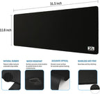 Large Extended Gaming Desk Mousepad (800x300x3mm) - Nonslip Rubber Base and Water Spill Resistant Desktop Keyboard Mouse Mat - Anti-Fray Cloth - Black