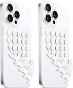 2 Pack Silicone Suction Cup Phone Case Mount Double Sided, Hands-Free Strong Grip Silicon Phone Holder, Non Slip Phone Accessories for Selfies and Videos (White)