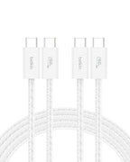 Belkin USB C to USB C Cable 2-Pack, 6.6ft, 60W - Type C Charger, iPhone Charger Cord, Soft, Braided, Flexible for iPhone 16, Galaxy S25, Pixel 9, Airpods, iPad Pro & More, Travel Essentials - White