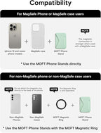 MOFT Magnetic Wallet Stand Compatible with iPhone 16/15/14/13/12 Series, Angle Adjustment & Magsafe Compatible MOVAS Phone Stand,Peppermint