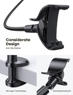 Lamicall Gooseneck Phone Holder Bed - [Nylon Braided] Flexible Arm, 38inch Overall Length, 360 Adjustable Clamp Clip, Overhead Cell Phone Mount Stand for Bed, Desk, 4-7” Cellphone