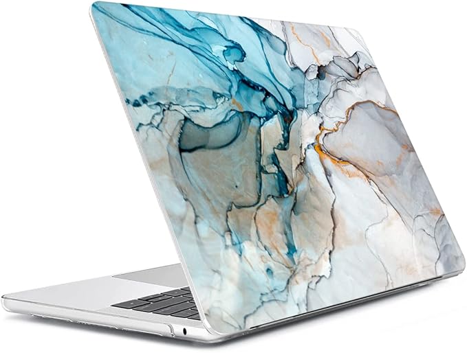 Compatible with M4 2025 MacBook Air 13.6 inch Case A3240 with Touch ID 2022 2023 2024 M3 A3113 M2 A2681, Plastic Hard Shell Case & Keyboard Cover & Screen Protector & Webcam Cover, Marble