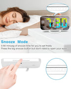 SZELAM Digital Alarm Clock,LED RGB Colorful Clocks,with Mirror Surface Large Display,2 USB Charger Ports,Auto Dimming,Modern Desk Clock for Bedroom Home Office Decor- White