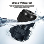 Cable Gland 12 Pack 1/2" NPT Waterproof Adjustable Connector Strain Relief Cord Connectors Joints Nylon with Gaskets…