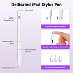 2Pack Stylus Pencil for iPad A16/11th Gen(2018-2025),Fast Charging Pen with Palm Rejection&Tilt Sensitivity Compatible with iPad 6/7/8/9/10/11,iPad-Pro 11"/12.9"/ M4, iPad-Air 3/4/5/M2/M3,Mini 5/6/7