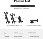 Motorcycle Ebike Mount kit for Insta360 X5, Bike & Golf Car Handlebar Clamp Mount and 59" Invisible Selfie Stick Bundle Kit, Super Clamp, Action Camera Adapter for GO2/3/3S/DJl, JC027