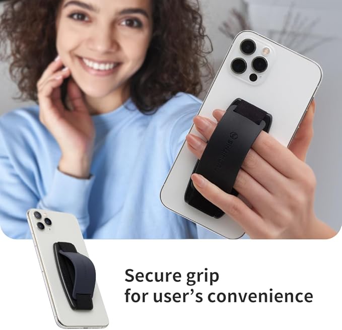 Sinjimoru Detachable Phone Grip Kickstand for Wireless Charging Compatible Phone Finger Holder for iPhone & Smartphones. Sinji Mount S-Grip Navy
