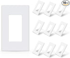 ELEGRP 1-Gang Screwless Decorator Wall Plates, Standard Size Unbreakable Thermoplastic Faceplate Cover for Decorator Receptacle Outlet Switch, UL Listed (10 Pack, Glossy White)