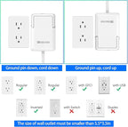 6FT Ultra Flat Plug Extension Cord with 3 Outlets, Ultra-Thin Outlet Cover Power Bar, Universal Size Flat Plug Power Strip, Child & Pet Safe, 1625W