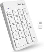 Macally USB C Wireless Number Pad | Numeric Keypad for Mac MacBook iMac | Wireless 10 Key for Laptop PC Computer Notebook Surface Chrome (2.4G USB) Perfect for Data Entry Numpad Number Keyboard