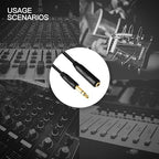 Devinal 6.35mm 1/4" inch TRS Plug Male to 1/4 Female Headphone Guitar Extension Cable Cord, Gold Plated Audio Cable Stereo Extender, 20 feet (6 M)