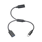 USB Splitter Cable 1FT, USB Type C Male to Dual USB A Female Y Splitter Adapter 1 in 2 Out, Power & Data with OTG Function Intelligent Chip, for Smartphone, Laptop, Car etc