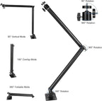 Articulating Camera Wall Moun with 1/4"-20 Threaded Compatible with DSLR/Security/Webcam/Action/LED Light/CCTV POV Camcorder Cameras,Adjustable Aluminium Alloy Arm Metal Base
