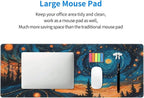 Gaming Mouse Pad, Large Non-Slip Rubber Base Mousepad, Keyboard Mouse Mat, Desk Pad with Stitched Edges, 31.5x11.8inch, Abstact Sky