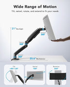 HUANUO Single Monitor Arm for 40 inch Screens, Ultrawide Computer Monitor Mount Holds 26.48 lbs, Upgraded Adjustable Stand with USB, C-Clamp & Grommet Base, VESA 75x75 or 100x100mm