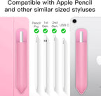MoKo Pencil Holder Sticker Fit Apple Pencil Pro, Apple Pencil (USB-C), Apple Pencil 1st/2nd Generation, Elastic Pencil Pocket Pouch Adhesive Sleeve Attached to iPad Case for Stylus Pens, Flowers Pink