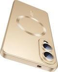 Magnetic for Samsung Galaxy S25 Edge Case [Compatible with MagSafe][Built-in Camera Lens Protector] Slim Soft Silicone Bumper Shockproof Metallic Luster Phone Case (Gold)