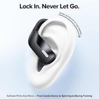 OCC Wireless Ear Hook Sport Earbuds, Bluetooth Headphones with Mic, IPX5 Waterproof, 80H Playtime, Deep Bass, Secure Fit for Running Gym Workout - Black
