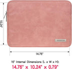 RAINYEAR 16 Inch Laptop Sleeve PU Suede Leather Case Protective Padded Zipper Cover Water Resistant Carrying Bag Compatible with 16" MacBook Pro/Max A2780 A2991 A3403 A3186 A2141 A2485 (Coral)