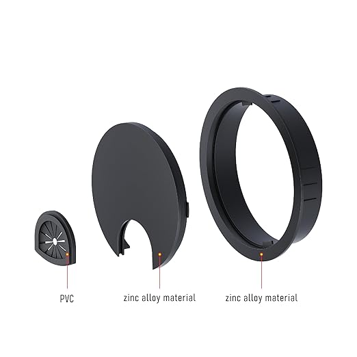 2 Pack Desk Grommet 3-1/8 Inch 80mm, Zinc Alloy Computer Desk Wire Hole Cover, Office Desktop Cord Cable Hole Metal Ring, Black