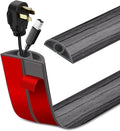 Floor Cord Cover Self Adhesive Cord Hider Floor Extension Cord Covers for Floor Power Cord Protector Cable Management Prevent Cable Trips Cable Cavity 0.32" W x 0.32" H (Deep Grey Wood, 3.3Ft)