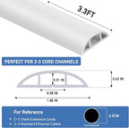 Floor Cord Cover Self Adhesive Cord Hider Floor Extension Cord Covers for Floor Power Cord Protector Cable Management Prevent Cable Trips Cable Cavity 0.59" W x 0.31" H (White, 3.3Ft)