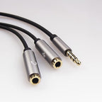 REXUS Grey 2-Pack 3.5mm Y Splitter Stereo Audio Cable 4-Pole Male to 2 Female for Headphone, Headset Splitter Adapter Extension Aux Cable, Compatible MobilePhone and New Version Laptop(M22F35Gx2)