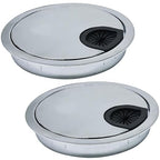 2 Pcs Desk Grommet 2-3/8" / 60 mm, Desk Cord Hole Cover, Cable Grommet Metal Zinc Alloy Materilal, Desk Hole Grommet for Home & Office Pc, Detachable Cable Cord Organizer-Bright Silver