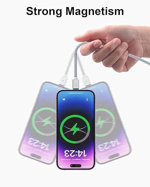 ZBF Magnetic Charging Cable 3A Fast Charging (4-Pack, 3.3/3.3/6.6/6.6 ft) 3 in 1 Magnetic Phone Charger, 480Mbps Data Transfer, USB A to Type C Charger Cable USB-C/Iproduct Micro USB Device - Silver