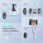 MOGO Only for iPhone, Gimbal Stabilizer for iPhone, [Apple MFi Certified] Cell Phone Gimbal Stabilizer with 360 Degree Tracking for Video Recording, NFC Pair and Magnetic for iPhone 16 Pro Max