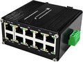 10-Port Gigabit Ethernet Switch,Industrial Design with Rugged Metal Case, Plug and Play, Full-Duplex Fast Ethernet Connectivity, Unmanaged Gigabit Switch, Compact Mini Size, Din-Rail or Wall Mount