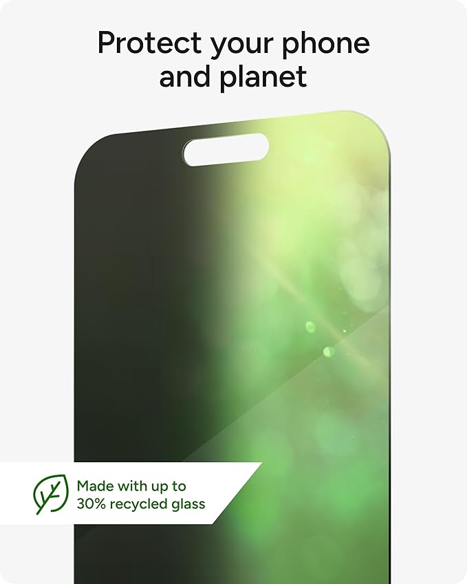 ZAGG Glass Elite Privacy Screen Protector for iPhone 16 Pro Max - 2-Way Privacy Filter, Ultra-Strong Tempered Glass, 5X Stronger, InvisibleShield, Smudge-Free, Easy Install, Recycled Content