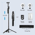 Auto Face Tracking Tripod with 360 Rotation Stand, 70.9" Ai Motion Tracking, Selfie Stick Rotation with Remote, Motion Sensor Phone Stand, for Vlog/Live Stream/Video Recording