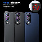 WSKEN for Samsung Galaxy S25 Edge Camera Lens Protector - Edge Thin Case Friendly, 9H Shatterproof Tempered Glass with Aluminum Metal Circle Camera Screen Protector Cover Accessories, Colorful