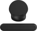 Ergonomic Mouse Pad Wrist Support Set, Memory Foam Keyboard Wrist Rest Set, Ergonomic Keyboard Pad, Non-Slip Base Mousepad（Black Set）
