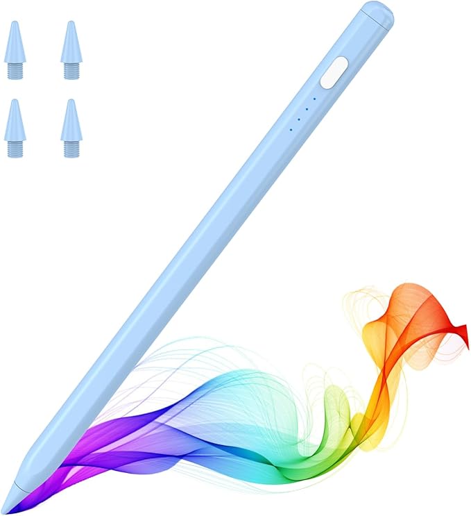 MoKo Pencil for iPad (A16) 11th 10th Gen, Stylus Pen for 2018-2025 Apple iPad 11/10/9/8/7/6/A16, Mini 7/6/5, Air M3/M2 11"/13"/5/4/3, Pro M4 13"/12.9"/11" Tilt Sensitivity, USB-C Fast Charging, Blue