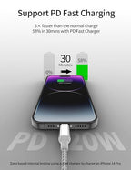 1ft USB C to Lightning Cable Short, [Apple MFi Certified] 2Pack USB C iPhone Charger PD Fast Charging, 12inch Nylon Braided Type C to Lightning Cord for iPhone 14 13 12 11 Pro Max Mini XR XS 8 SE iPad