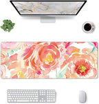 Pink Flower Large Mouse Pad Extended Gaming Mousepad 31.5 x 11.8 Inch with Anti-Slip Rubber Base Cute Office Decor Women Girls Computer Accessories Home Office Supplies