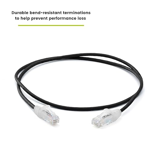 TRUECABLE Cat6 Component Rated Patch Cable, Unshielded (U/UTP), 3ft, Black, 28AWG Solid Copper, Snagless 10G High-Speed Ethernet Cable, PoE++ 4PPoE 100W, UL Listed, RoHS-3, 5 Pack