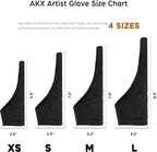 AKX Artist Glove Medium - 2 Pack Palm Rejection Drawing Gloves for Graphic Tablet, iPad - Smudge Guard, Reduce Friction, 1-Finger, Elastic Lycra, Good for Left and Right Hand, Black | AK-01