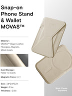 MOFT Magnetic Wallet Stand Compatible with iPhone 16/15/14/13/12 Series, Angle Adjustment & Magsafe Compatible MOVAS Phone Stand,Earthen Beige