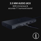 Razer USB C Dock 11-Port Travel Charging Station for Windows Mac Laptop iPad Surface Chromebook Galaxy Tab: Type C, HDMI, Ethernet, MicroSD - 4K 60 Hz Display - 85 W Tablets + Mobile Fast Charge