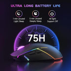 FFJ Wireless Gaming Mouse, 24000 DPI, Tri-Mode 2.4G/USB-C/Bluetooth 5.3 Gaming Mouse Wireless, RGB Programmable Mouse Gamer, 75Hrs Battery Life, Rechargeable Gaming Mice for PC, Mac, Xbox - Black