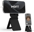 MOFT Phone Stand, Magnetic Phone Tripod Stand Stain-Resistant MOVAS Leather & Angle Adjustment & Strong Magnets Tripod for iPhone 16/15/14/13/12 (Included Metal Ring)-Jet Black
