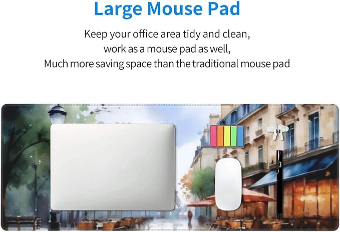 Gaming Mouse Pad, Large Non-Slip Rubber Base Mousepad, Keyboard Mouse Mat, Desk Pad with Stitched Edges, 31.5x11.8inch, Elfa Tower