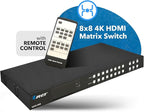 OREI 8x8 HDMI 4K Matrix Switch/Splitter, (8-Input, 8-Output) with Remote Control Supports UltraHD 4K@60Hz 4:4:4, HDR, YUV, HDMI 2.0, HDCP 2.2, 3D, 1080p, 18 GBPS - ARC, EDID (4K & 1080p Together)